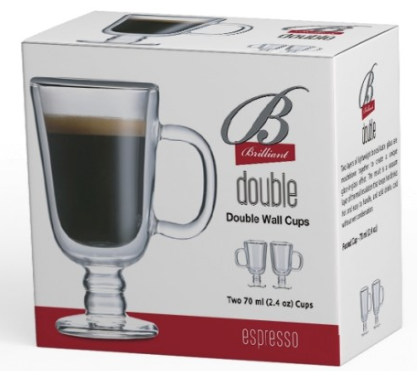 Brilliant Double Footed Mug 70ml Set of 2