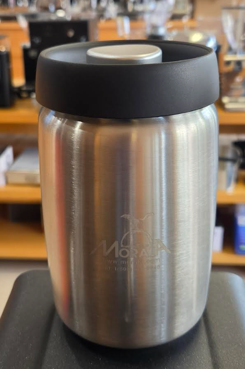 VACUUMED COFFEE BEAN CANISTER BRUSH SILVER 1200 ML